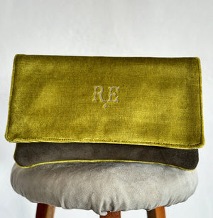 BINIALI  CLUTCH - VINTAGE CHARTREUSE VELVET ONE-OF-A-KIND