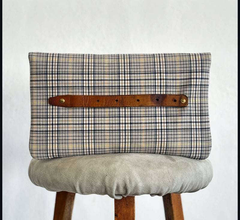 BINIALI CLUTCH - SURPLUS ITALIAN PRINCE OF WALES CHECK ONE-OF-A-KIND