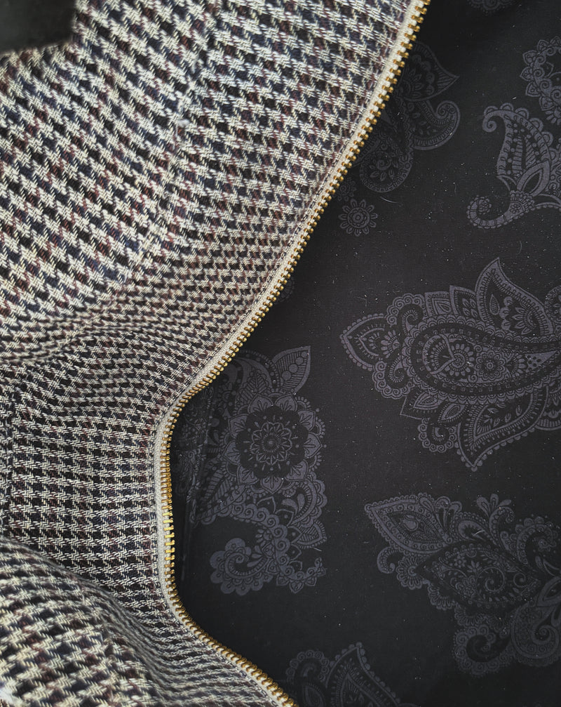 DEIA DUFFLE Bespoke, One-Of-A-Kind, Surplus Italian Tweed & Vintage  Charcoal Paisley.