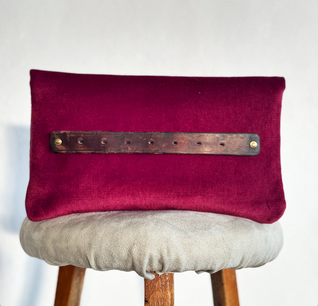 BINIALI CLUTCH - VINTAGE BURGUNDY VELVET ONE-OF-A-KIND