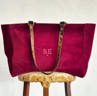 ORIENT TOTE - VINTAGE BURGUNDY VELVET ONE-OF-A-KIND