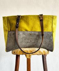 ORIENT TOTE  - VINTAGE CHARTREUSE VELVET ONE-OF-A-KIND